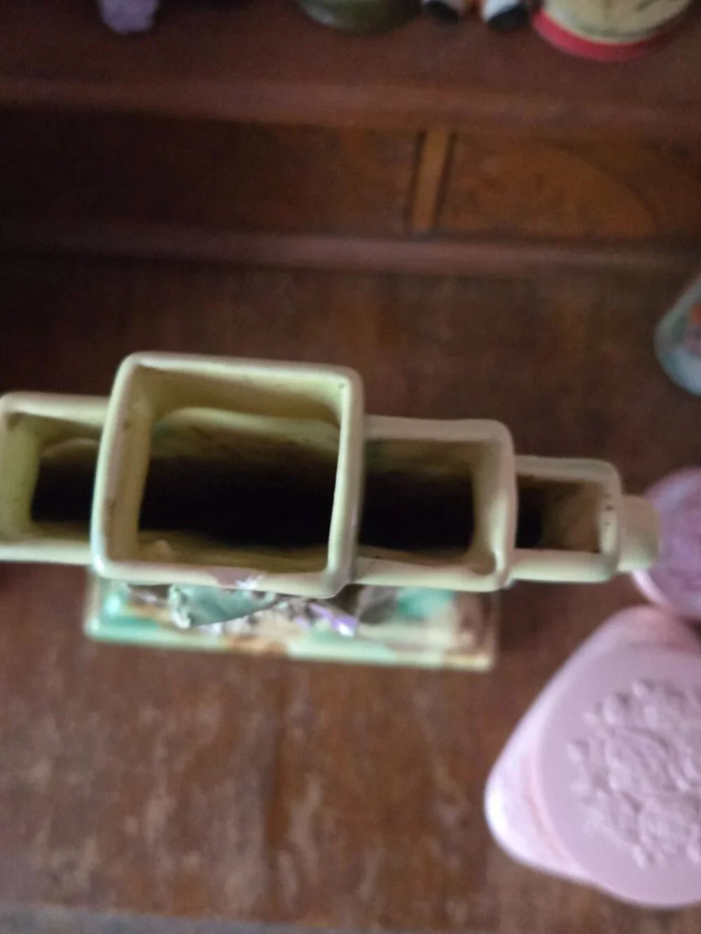 Vintage Art Deco-Style Pottery Floral Art Vase Romantic Cottagecore Fairy Grunge